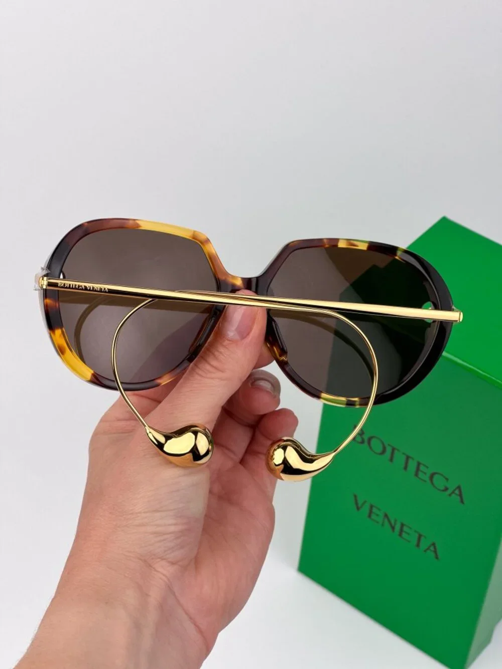 Bottega Veneta Women’s Sunglasses Havana Gold Square Oversized Frames BV1436S